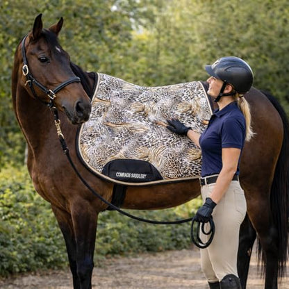 Wool & Textile English Saddle Pad, All-Purpose Horse Saddle Pad with Bold Animal Print, Breathable, Shock-Absorbing, Soft Lining, Stylish & Durable for Everyday Riding & Training