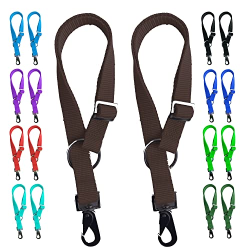 Majestic Ally Pack of 2 Horse Water Bucket Strap Hangers - Adjustable 18” to 30” length – Practical and Easy Design for Indoor or Outdoor Use (Chocolate)