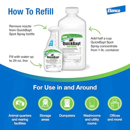 QuickBayt Spot Spray | Premise Spray for Recreational Farms and Rural Environments | Controls Flies | 1lb - size: 16 Ounce (Pack of 1)