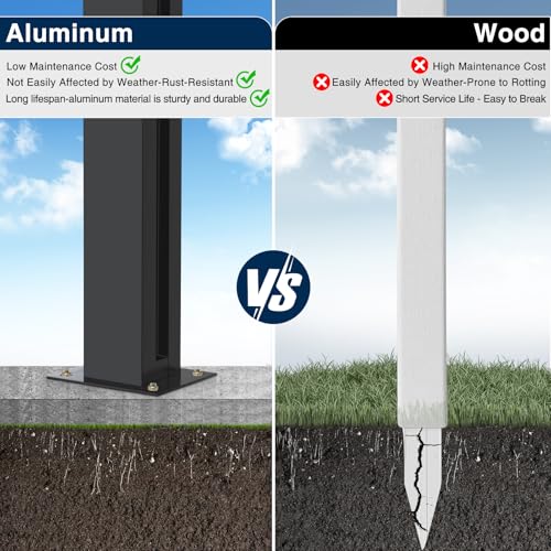 45" Aluminium Privacy Fence Line Post, 4 Pack - color: 4 Pack 180 Degree