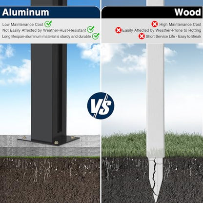 45" Aluminium Privacy Fence Line Post, 4 Pack - color: 4 Pack 180 Degree
