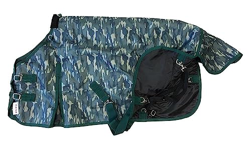 1200D Waterproof Winter Pony Blanket - 300g Heavyweight Turnout with Fleece Collar, Shoulder Gussets & Tail Flap - Black 62" - color: Black, size: 62 Inches