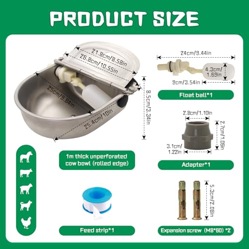 Automatic Dog Water Feeder 3L Stainless Steel Bowl for Chicken Cattle Sheep