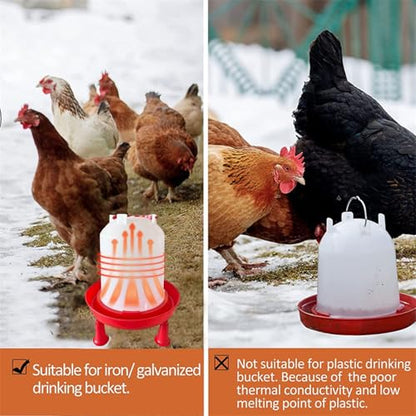 Heated Chicken Waterer for Winter, Automatic Thermostatically Controlled Heated 6L Outdoor Hanging Heated Poultry Waterer, Heated Waterer for Chicken Coop, Duck, Goose and Turkey Coops (Red-1pc)
