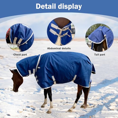 Horse Blanket Winter Water Resistant,220g Warm Cotton Filling Liner 1200D Premium Turnout Horse Blanket,Medium Weight Blanket 72 inches,135cm