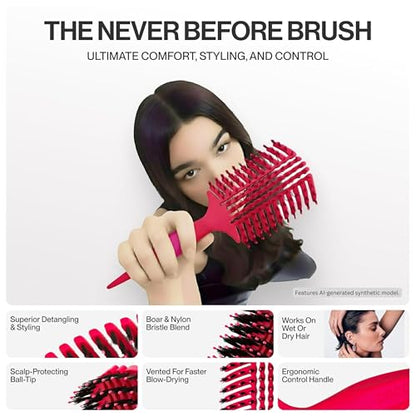 COCCO Aura Vent Boar Brush, Dual-Curved Design for Faster Drying - color: Pink