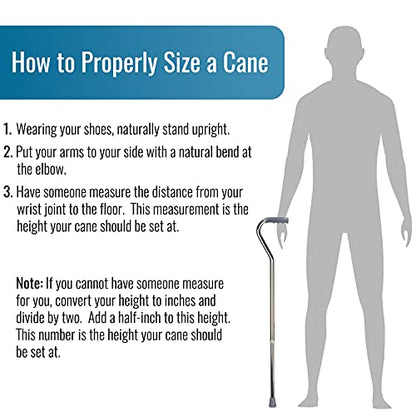 DMI Walking Cane for Adult Men and Women, FSA Eligible, Lightweight and Adjustable, Ergonomic Hand Grip and Wrist Strap - color: Silver