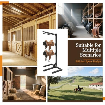 3 Tier Saddle Rack Heavy-Duty Saddle Stand for English and Western