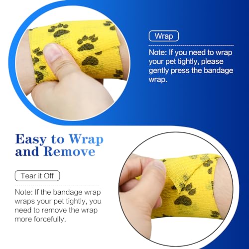 6pcs 2" Self Adhesive Bandage Wraps, Paw Prints B - size: 6pcs 2" Paw Prints B