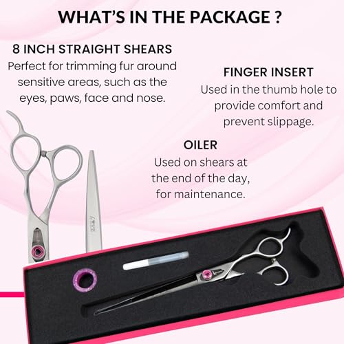 Kenchii Love Dog Grooming Shears, 8in Straight - size: 8.0" Straight