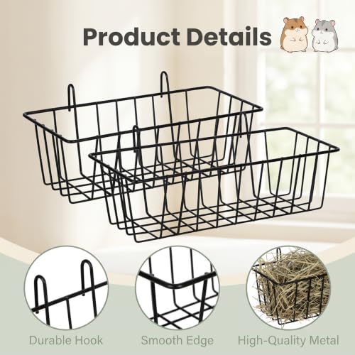 2 Pcs Rabbit Hay Feeder, Hay Rack for Rabbits Bunny Hays Feeder Rabbit Metal Rack Hays Holder for Guinea Pig Small Animals Grass Racks for Bunny Chinchilla Cage Reduce Mess, 9x4x3 Inch
