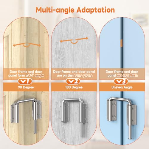 Upgraded Sliding Door Loop Lock, Gate Latches, Silver-2PCS - color: Silver-2PCS