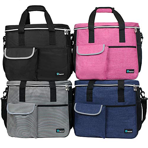 PetAmi Dog Travel Bag Organizer, Pet Supplies Tote, Stripe Black Large - color: Stripe Black, size: Large - 15.5"L x 9.5"W x 14.0"H