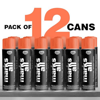 Fox Valley 17oz Marks All Solvent-Based Marking Paint 12-Pack, Red Orange - color: Red/Orange Fluorescent