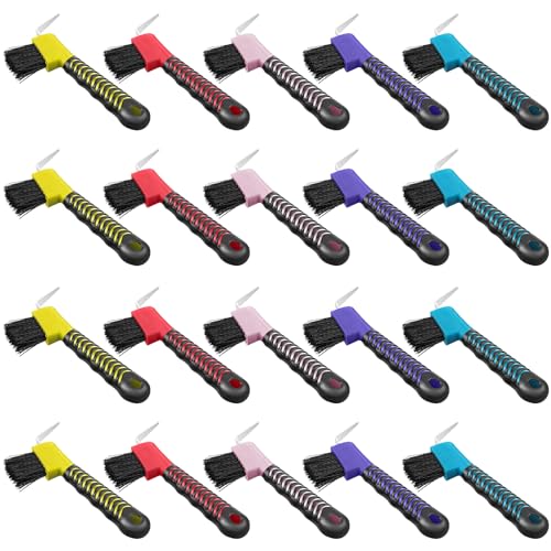 Zhehao 30 Pieces Horse Hoof Pick Brush with Soft Rubber Handle Portable Hoof Pick with Brush, Random Colors