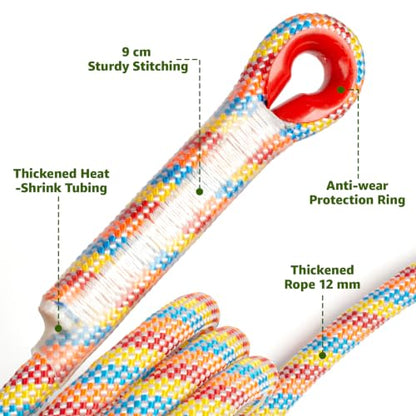 Heavy Duty Tree Swing Ropes with Safer Lock-(2Pack, Rainbow,10FT) - color: Rainbow, size: 120''(10FT)-2 Pack