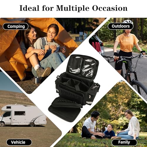 Medical Bag Empty Emergency Bag First Responder Bag First Aid Bag Home Health Empty First Aid Storage with Detachable Divider Medical Supplies - color: Black, size: 17.7" x 13.78"x 9.84"