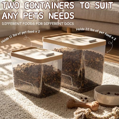 Lounsweer 4 Piece Pet Food Storage Container Dog Cat Treat Storage Container Large Airtight Rice Dispenser with Measuring Scoops for Dog Cat Bird Food Flour Kitchen Supplies(Clear,11 Lb, 22 lb) - size: 11 lb, 22 lb