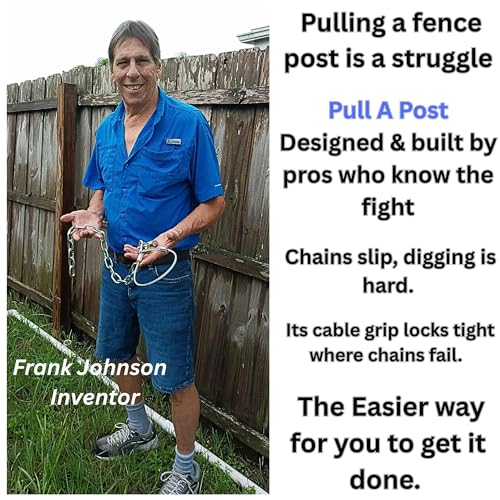 Upgraded Original Heavy-Duty Fence Post Removal Tool – Stronger Cable, Longer Chain, Works with Jack or Lever to Pull Broken Wood Fence Posts for Repair & Replacement fence repairs