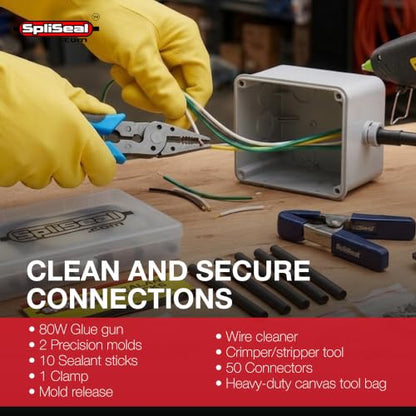 Basic Wiring Sealing Kit - 2 Connector Molds, 80W Glue Gun, 50 Butt Connectors, 10 Sealant Sticks, Crimper/Stripper Tool, Mold Release & Wire Cleaner - Reliable Wire Splice Seal Kit - style: Basic Wiring Sealing Kit
