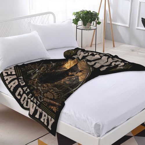 Bear Hunting Throw Blanket Gift 40"x50" - color: Bear Hunting 2, size: 40''x50''