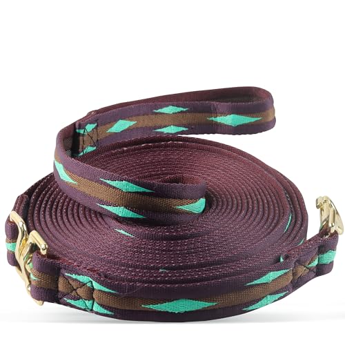 26FT Horse & Dog Training Leash - Lunge Line with 360° Swivel Snaps - color: Mulberry/Brown