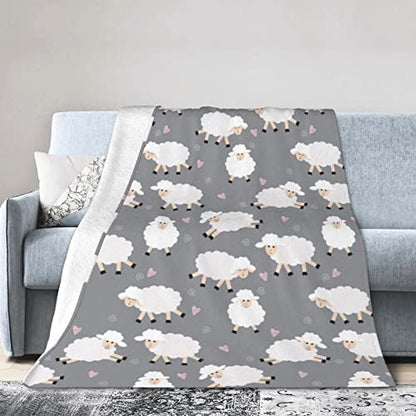 Fleece Blanket Cute Sheep Lightweight Ultra-Soft Micro Throw Blanket for Sofa Couch Bed Camping Travel - Super Soft Cozy Microfiber Blanket 80"X60" - color: Sheep (Grey), size: 80"x60"