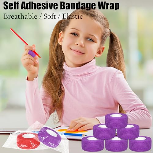 6 Pack Purple Self Adhesive Bandage Wrap 1 Inches x 5 Yards - color: Purple, size: 1 Inch