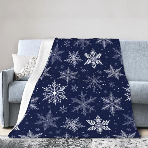 Winter Snowflakes Blue Fleece Blanket Lightweight Ultra-Soft Christmas Throw Blanket for Sofa Couch Bed Camping Travel - Super Soft Cozy Microfiber Blanket 50"X40" - color: Winter Snowflakes(blue), size: 50"x40"