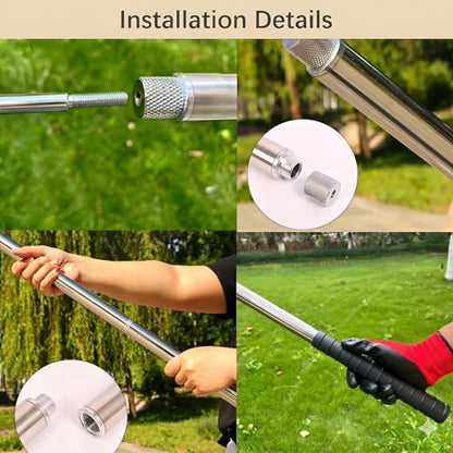 Goat Sheep Catcher Hook, Adjustable Calf Grabber Tool, Heavy-Duty 304 Stainless Steel, 31–79 Inches, Shepherd’s Crook Design, Includes Storage Bag and Protective Gloves, Goat Horn Cover，Ball