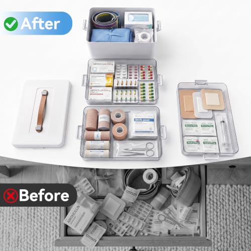 4-Tier Medicine Organizer, Medicine Cabinet Organizers Storage Box, Portable Medicine Cabinet With Handle, Multipurpose Medical Box, 7‑Day Pill‑Box, Light‑Shielded Compartments, For Home, School