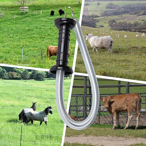 2 Set Electric Fence Spring Gate Handles Kit with Spring, 13 Feet Tension Spring, Handle Set with Anchors, Electric Fence Connectors