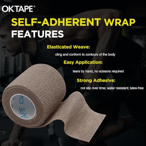 OK TAPE 12 Rolls Self Adhesive Bandage Wrap, Cohesive Elastic Athletic Tape - color: Coffee, size: 2 Inch