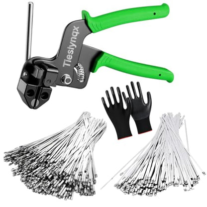 StainlessSteel Cable Tie Gun Set with 200PCS Ties - Special Tool For Fastening And Cutting Metal Cable Ties- Ideal for Chain Link Fence, Dog Fence,Outdoor Fencing, Exhaust Pipe.