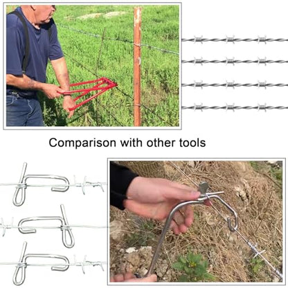 60Pcs 6mm Fence Wire Tightener with Tighteners Handle | 6mm Stainless Steel Barb Wire Fence Tightener Tools 1/4" Fence Wire Tensioning Tool for Wire Fence Farm Garden