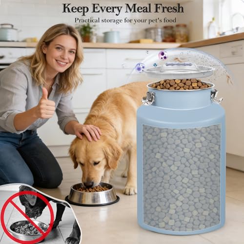 25lb Stainless Steel Dog Food Storage Container with Lid and Scoop - size: Small