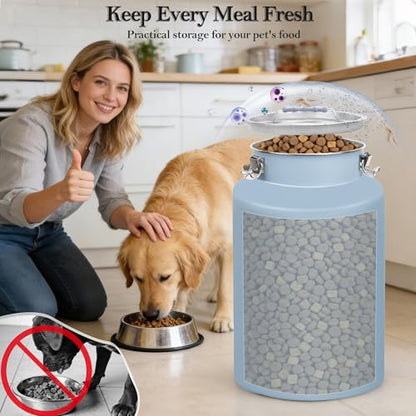 25lb Stainless Steel Dog Food Storage Container with Lid and Scoop - size: Small