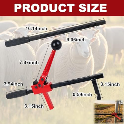 Chain Link Fence Stretcher Tool, Heavy-Duty Fence Puller Tensioner for Woven Wire, Barbed Wire Chain Link Fence with 5° Tilted Base, One-Person Operation for Farm, Ranch & Garden