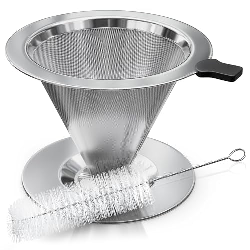 Stainless Steel Pour Over Coffee Dripper Set with 2 Cups, 600 Mesh - style: Coffee Filters