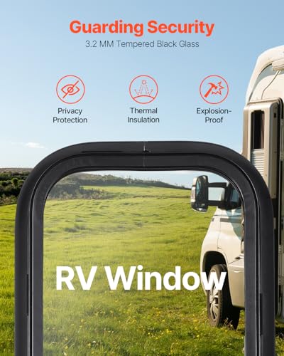 VEVOR Vertical RV Window, 12" W x 24" H Tinted Sliding Window with Net Screen & Trim Ring, Fit 15/16" - 1 3/4" Thickness Wall, RV Window Replacement for Teardrop Cargo Trailer Camper, DOT Approved - size: 12x24in, style: Vertical