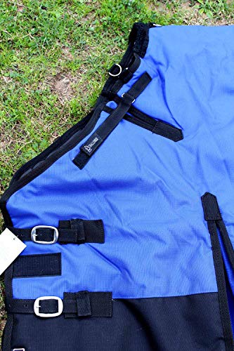 70" Challenger 1200D Turnout Waterproof Horse Heavy-Weight Winter Blanket 538G - color: Royal Blue/Black, size: 70 inches