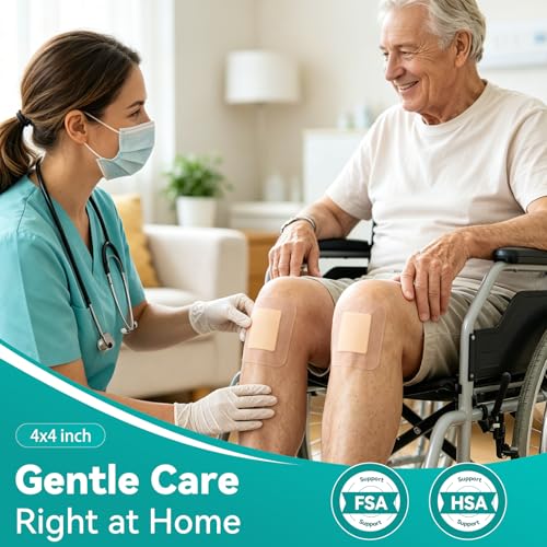 Dimora Silicone Foam Dressing with Border 20 Pack Adhesive 4"x4" Waterproof Wound Dressing Bandage for Wound Care
