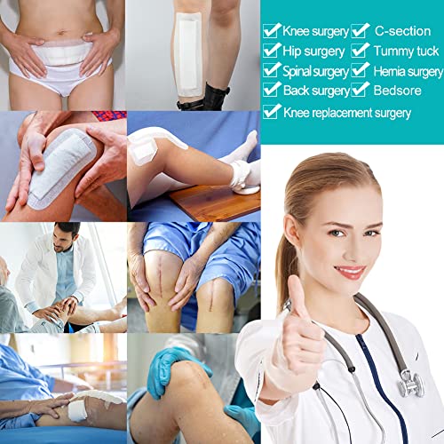 Extra Long Adhesive Island Dressing 10 Pcs, 4"x14" Knee Replacement Surgery Gauze Bandages Wound Breathable Bordered Hip Surgery Back Incision Post Surgical Recovery Individually Wrapped - color: Breathable Non-woven, size: 4 x 14 Inch (Pack of 10)