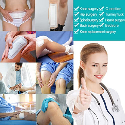 Extra Long Adhesive Island Dressing 10 Pcs, 4"x14" Knee Replacement Surgery Gauze Bandages Wound Breathable Bordered Hip Surgery Back Incision Post Surgical Recovery Individually Wrapped - color: Breathable Non-woven, size: 4 x 14 Inch (Pack of 10)