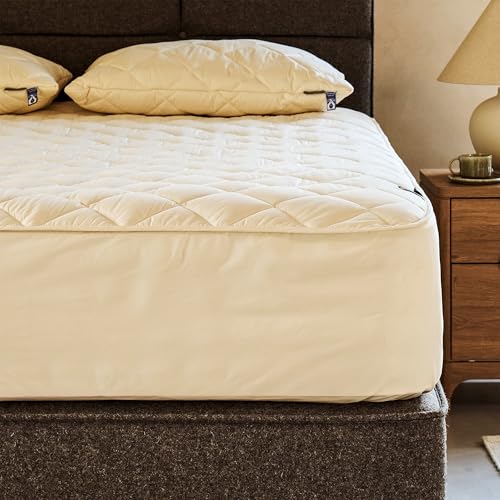 Woolroom Deluxe Washable Wool Mattress Protector Queen Size 100% Natural - size: Queen