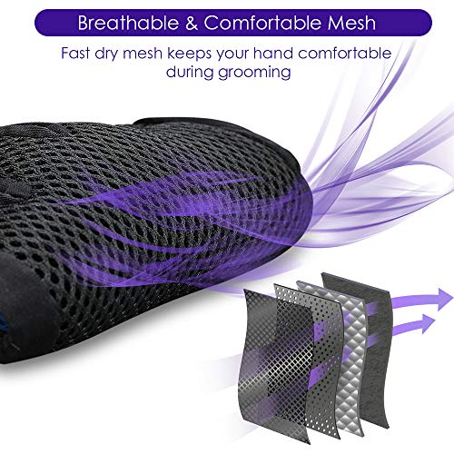 Pet Hair Removal Glove with 255 Silicone Tips for Dogs & Cats,1 Pair Purple