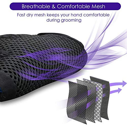 Pet Hair Removal Glove with 255 Silicone Tips for Dogs & Cats,1 Pair Purple