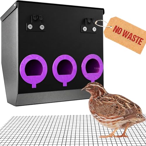CluckRoots No Waste Quail Feeder, 3 x 1.5'' Ports for Adult Coturnix Quail - size: 8 Inch