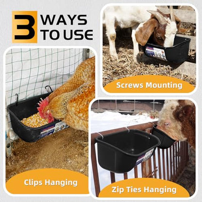 Goovilla Chicken Feeder Waterer, Hanging or Screw-in, 2 Pack 5 Quart, Black - color: Black, size: 5 Quart