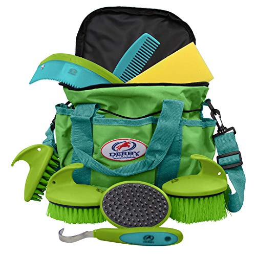 Derby Originals 91-7035TQ Premium Comfort 9 Item Horse Grooming Kit (Turquoise/Lime Green) - color: Turquoise/Lime Green